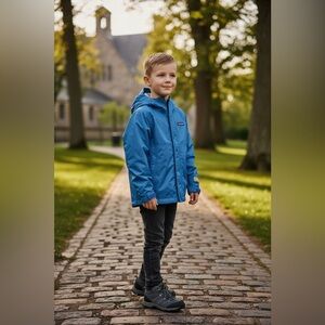 Patagonia Kids H2No Rain Jacket – Size S (8) – Blue Waterproof Shell